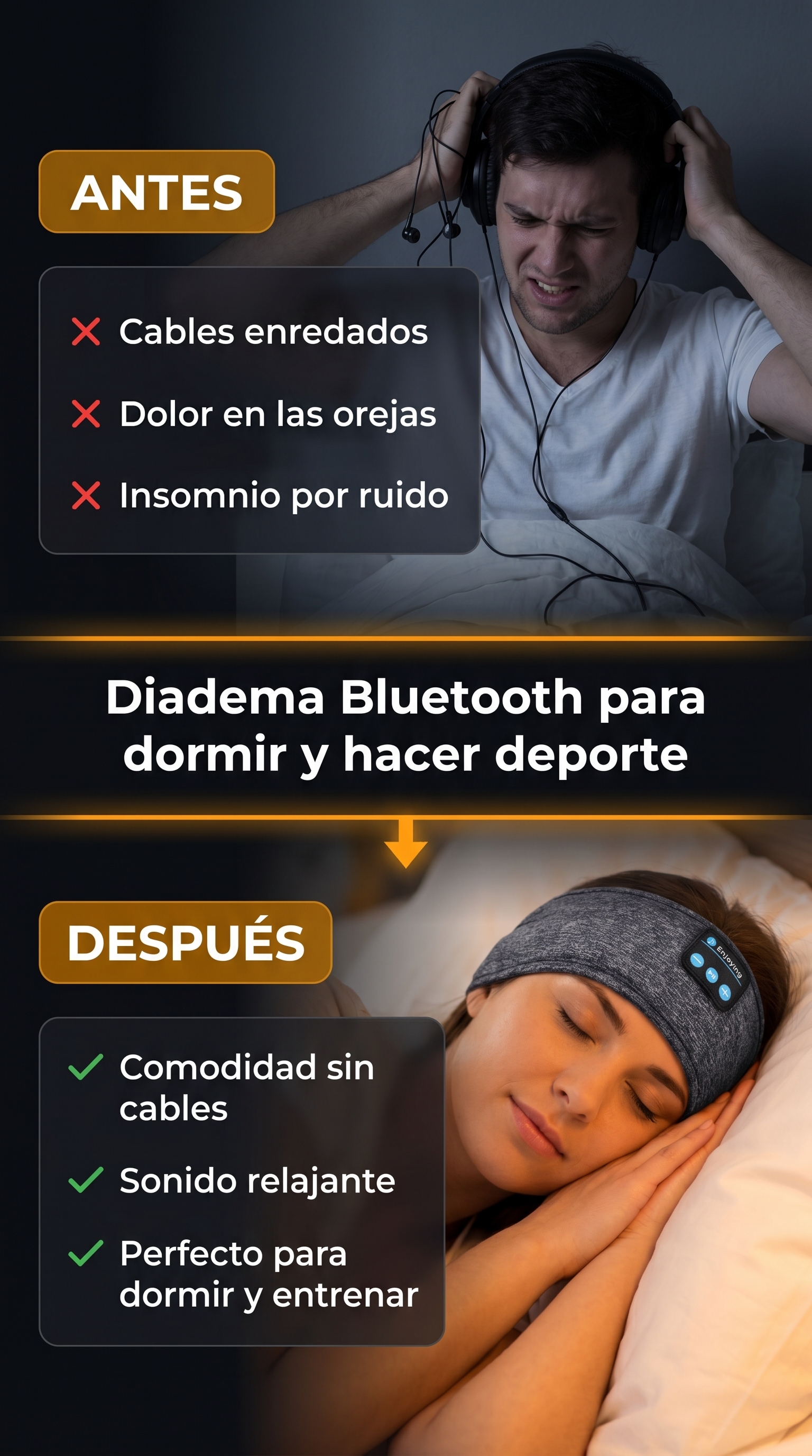 Diadema Bluetooth para dormir y hacer deporte