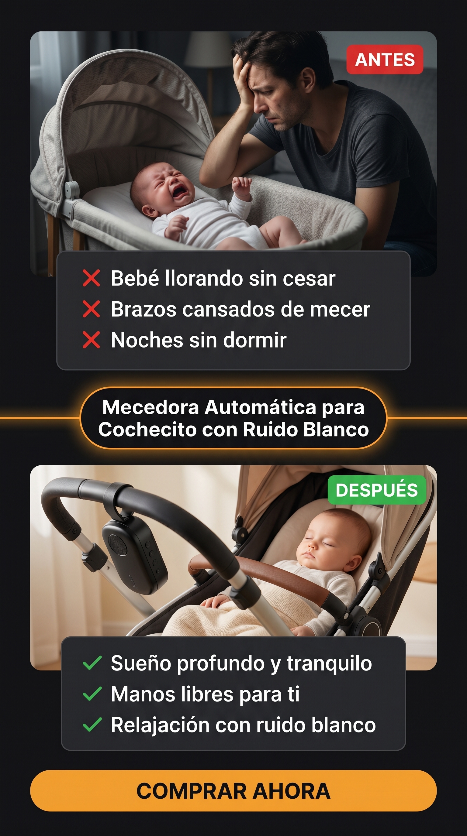 Mecedora Automática para Cochecito con Ruido Blanco