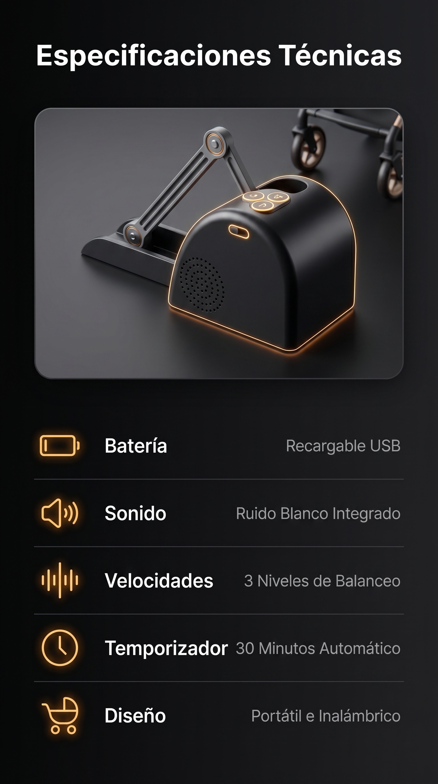 Mecedora Automática para Cochecito con Ruido Blanco