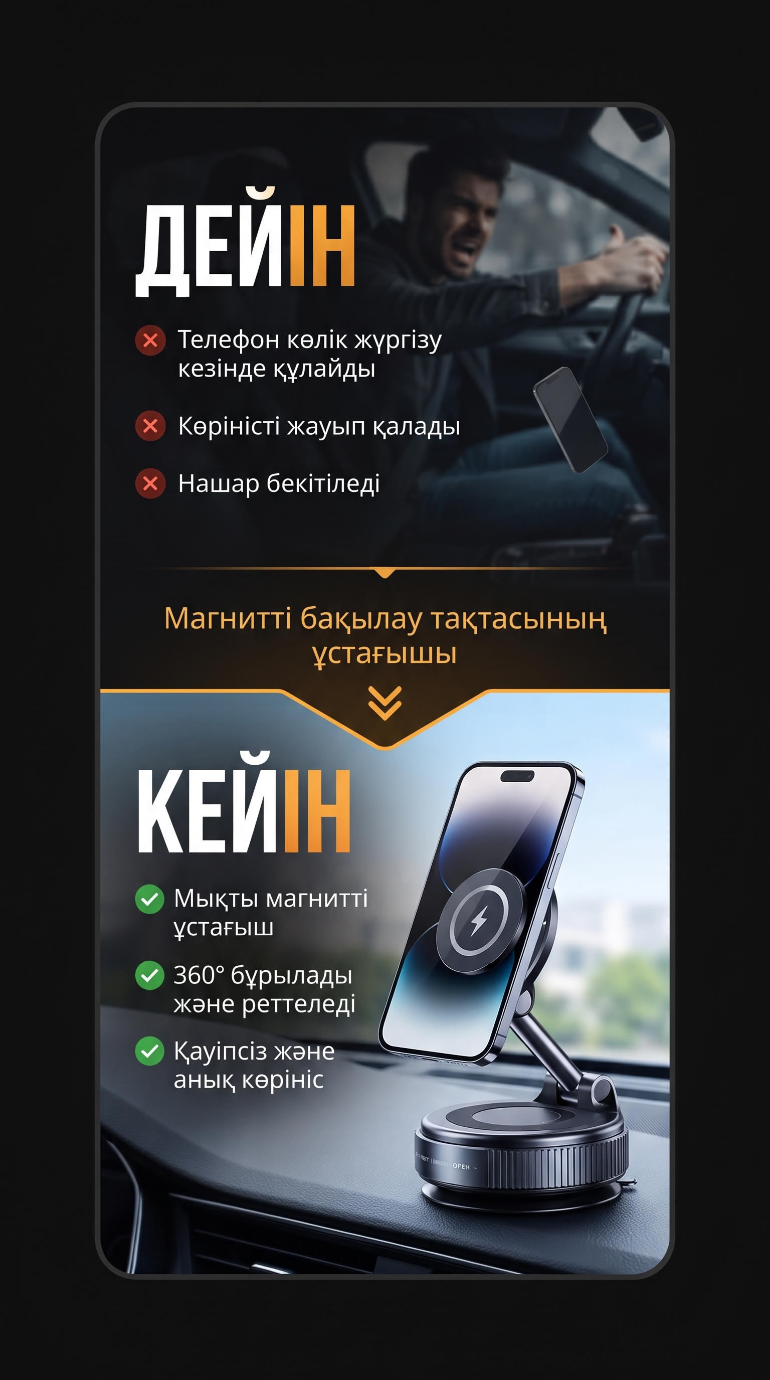 Magnetic Dashboard Mobile Holder Foldable 360 Stand